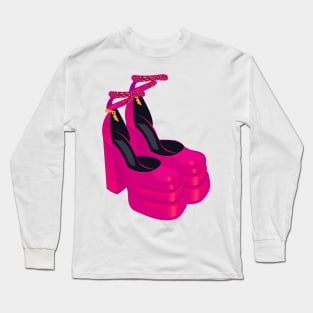 Pink square toe heels Long Sleeve T-Shirt